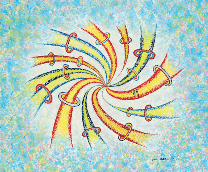(2015) Espansione cosmica. Acrilico su supporto di legno. cm 110×90