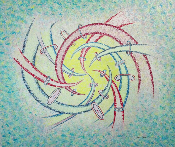 (2017) Espansione cosmica. Divisionismo, acrilico su tavola – cm 90x 75
